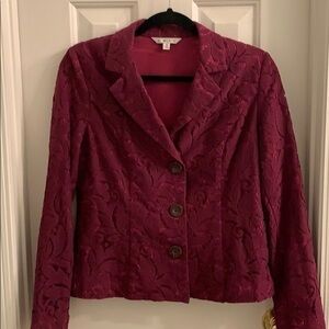 Cabi Vintage Frolic suit Jacket Blazer Lace Purple Pink 2 3 button